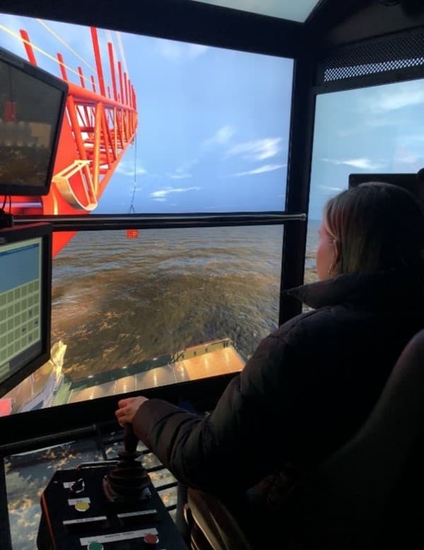 High-tech drilling simulator replicating an offshore environment to train operators in safe, effective equipment handling.